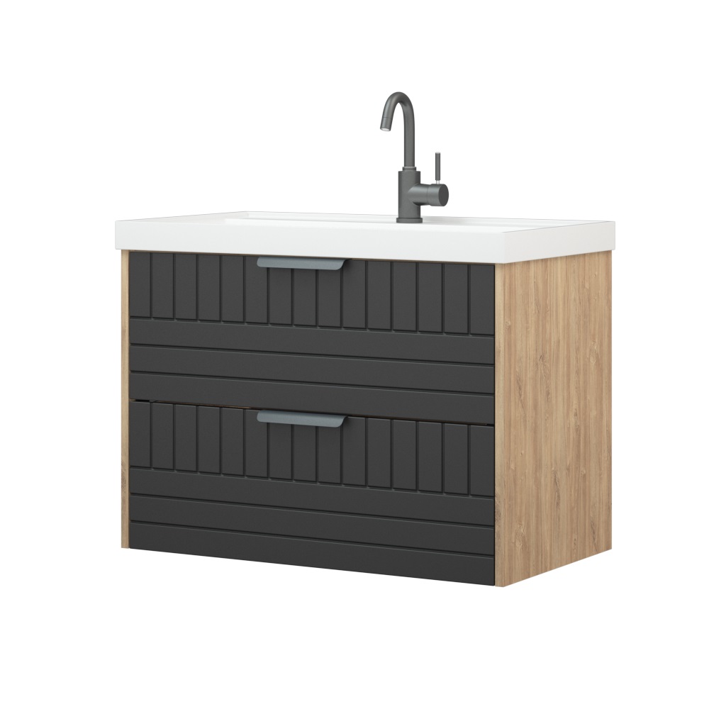 Мебель для ванной Corozo Инди 80, подвесная/напольная, цвет дуб канзас/графит - фото 1