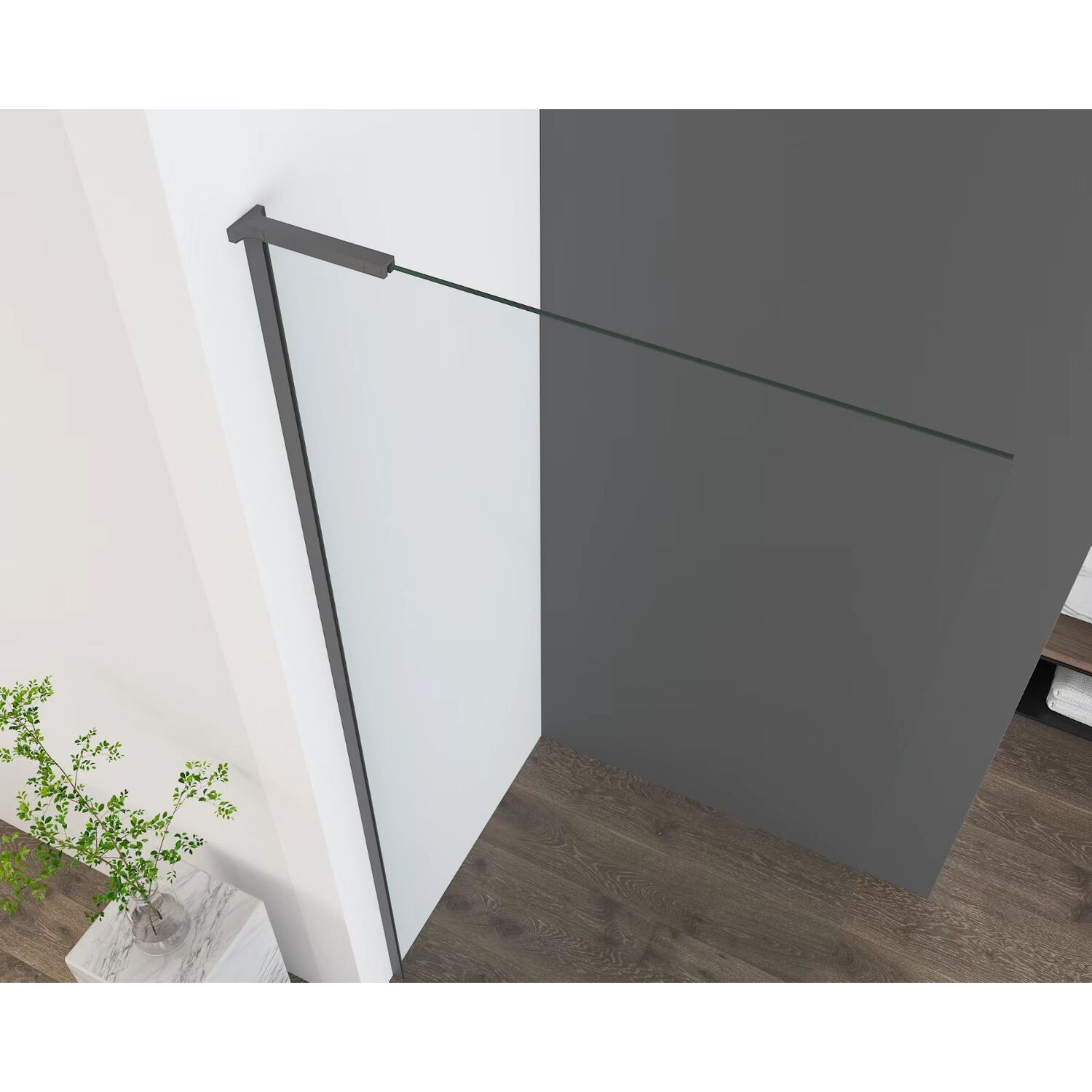 Душевая перегородка Vincea Walk-In VSW-7HA 90x200, стекло прозрачное, профиль вороненая сталь - фото 1