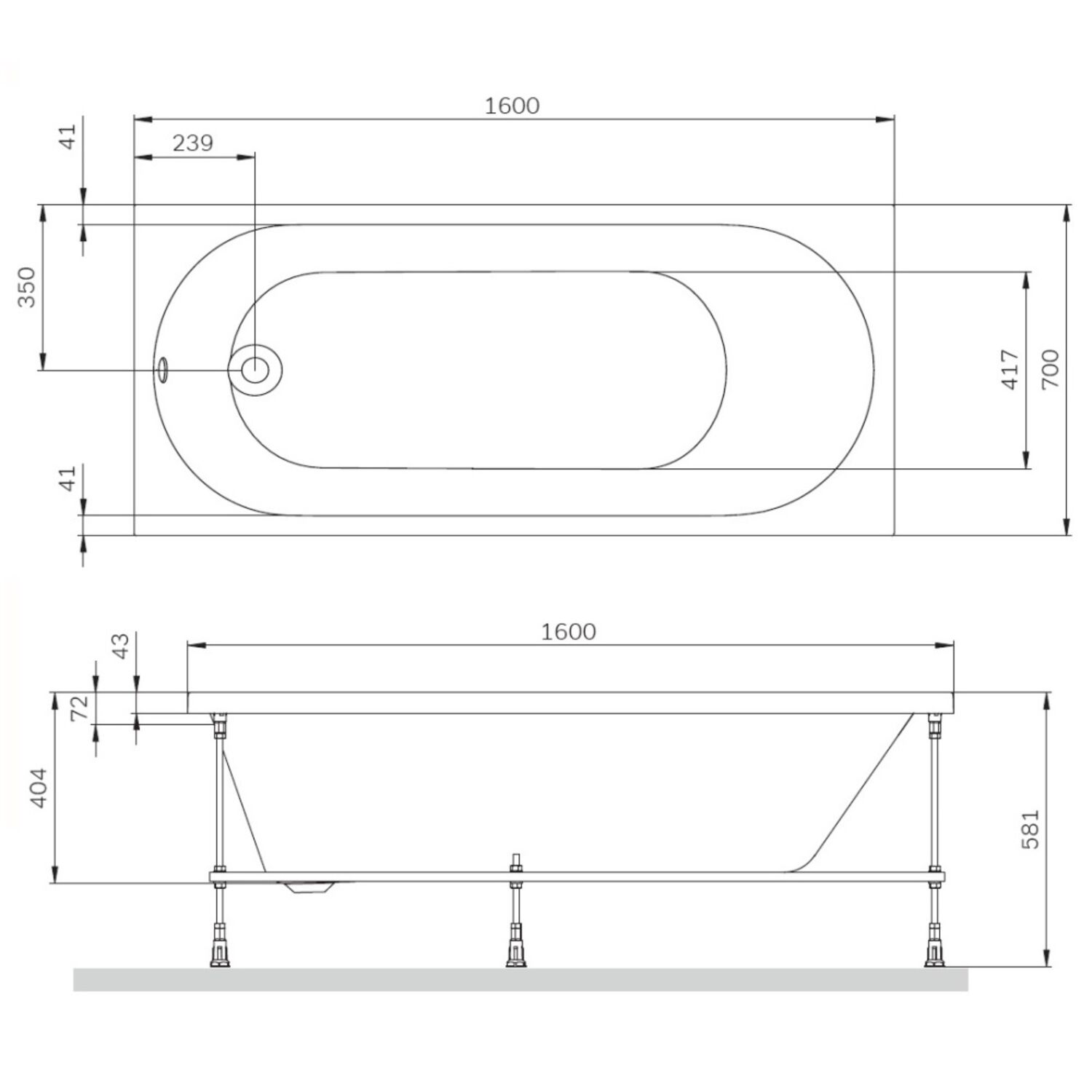 Акриловая ванна AM.PM X-Joy A1 160х70, цвет белый