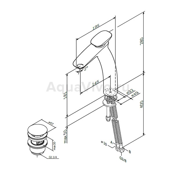 Смеситель AM.PM Spirit V2.0 F70A92200 для раковины, с донным клапаном