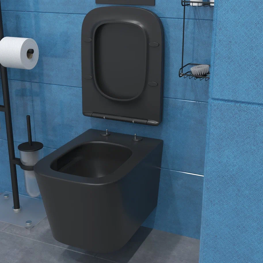 Комплект: Инсталляция Aquatek Standart 50+Кнопка 005C-1 оруж.сталь/хром+JOKI Verna T JK0711055MB черный унитаз, смыв торнадо