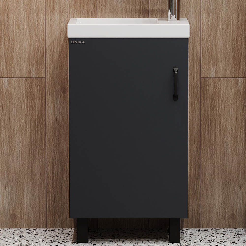 Мебель для ванной Оника Тимбер 45, напольная, цвет серый матовый / дуб сонома - фото 1