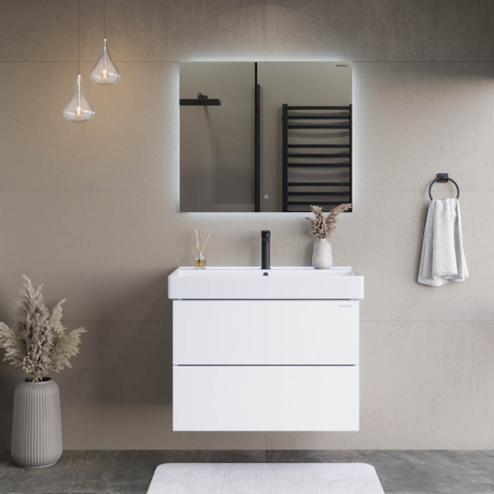 Мебель для ванной Оника Эсквана 80, подвесная, цвет белый