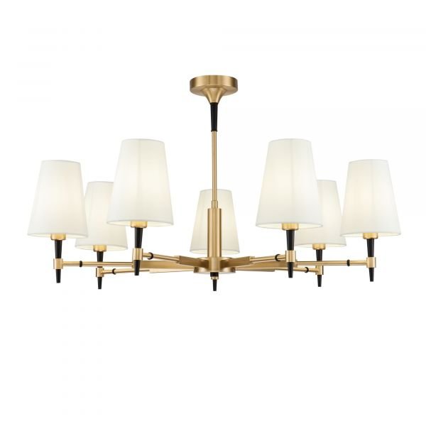 Люстра Maytoni Zaragoza H001CL-07BS, арматура бронза, плафоны текстиль на пвх белый