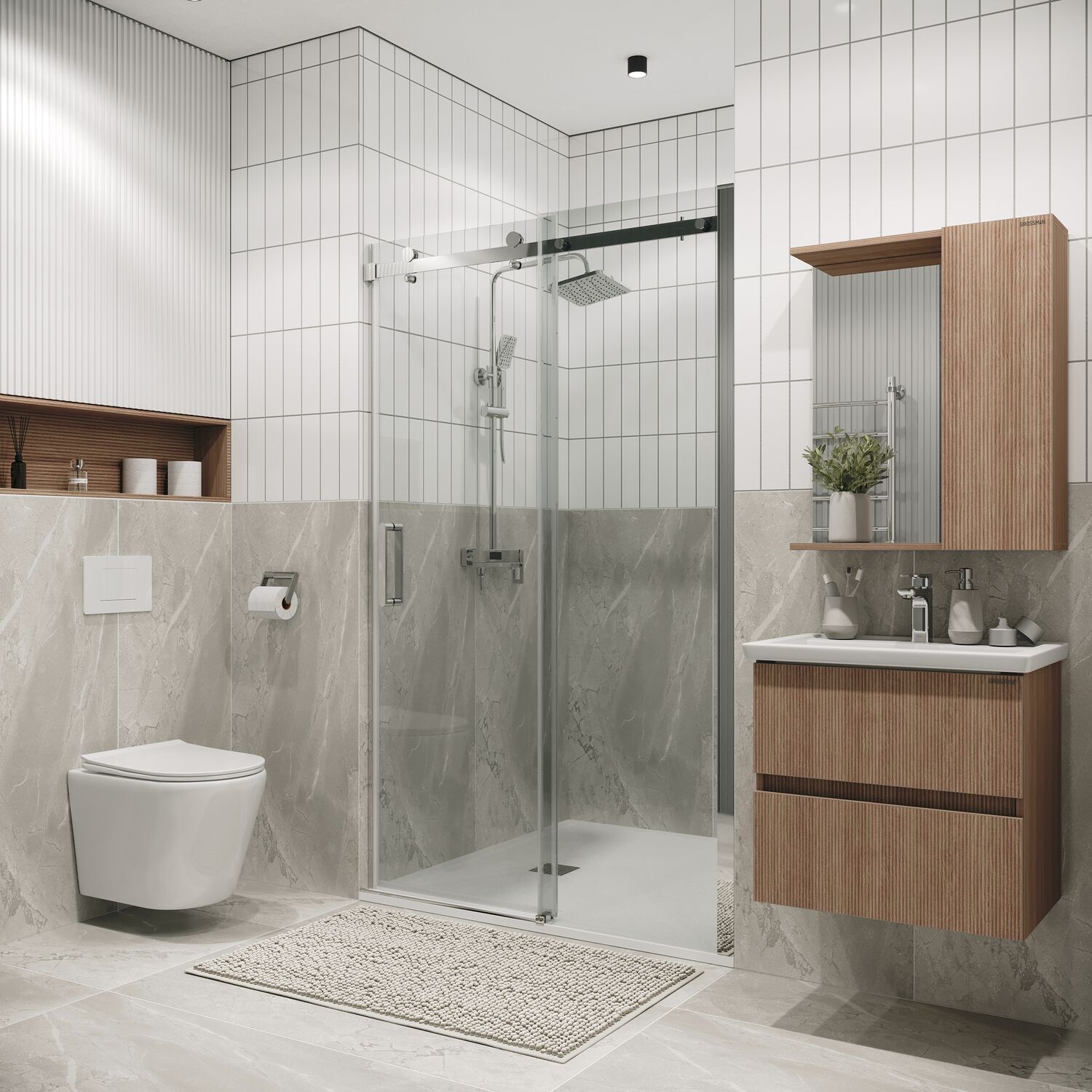 Душевая дверь Grossman Classic 100.K33.04.120.10.00 120х195, стекло прозрачное, профиль хром - фото 1