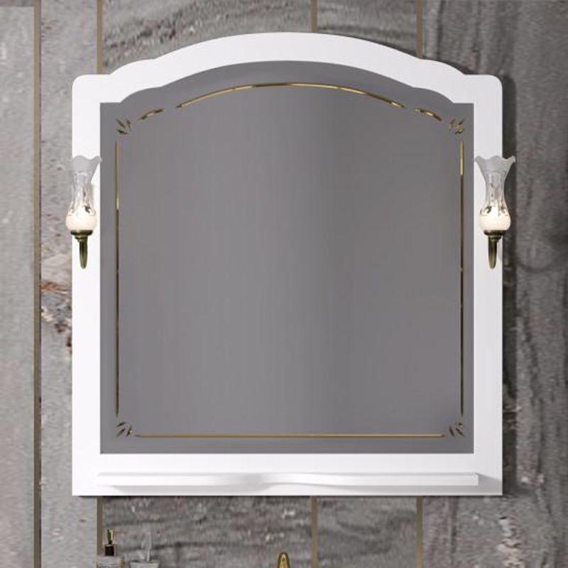 Зеркало Опадирис Лоренцо 100x105, с полкой, цвет белый матовый