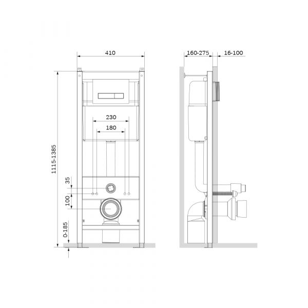 Инсталляция AM.PM Start I012703.0201 для подвесного унитаза, с кнопкой смыва Start S белый глянцевый - фото 1