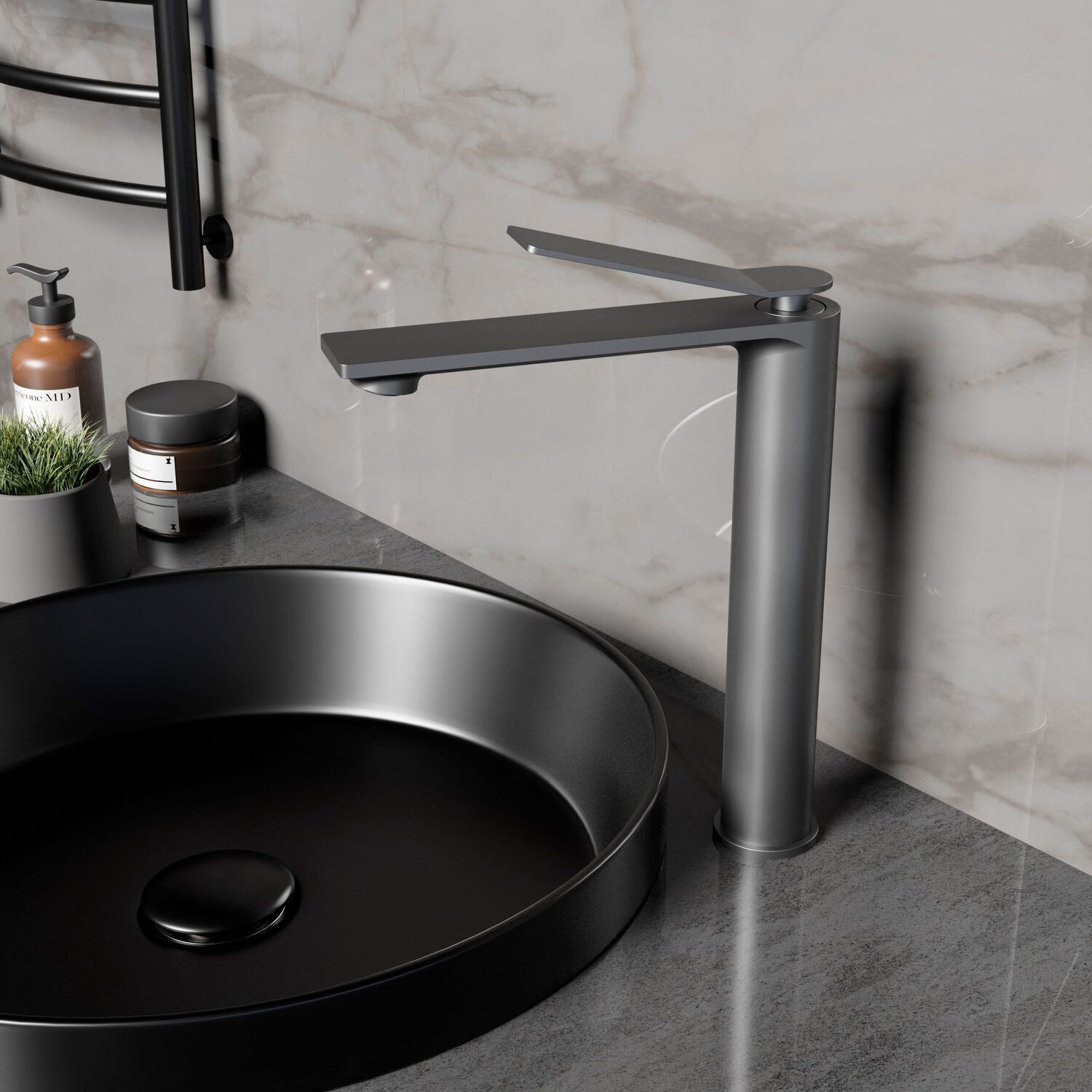 Смеситель Vincea Verse VBF-2VE2GM для раковины, цвет вороненая сталь - фото 1