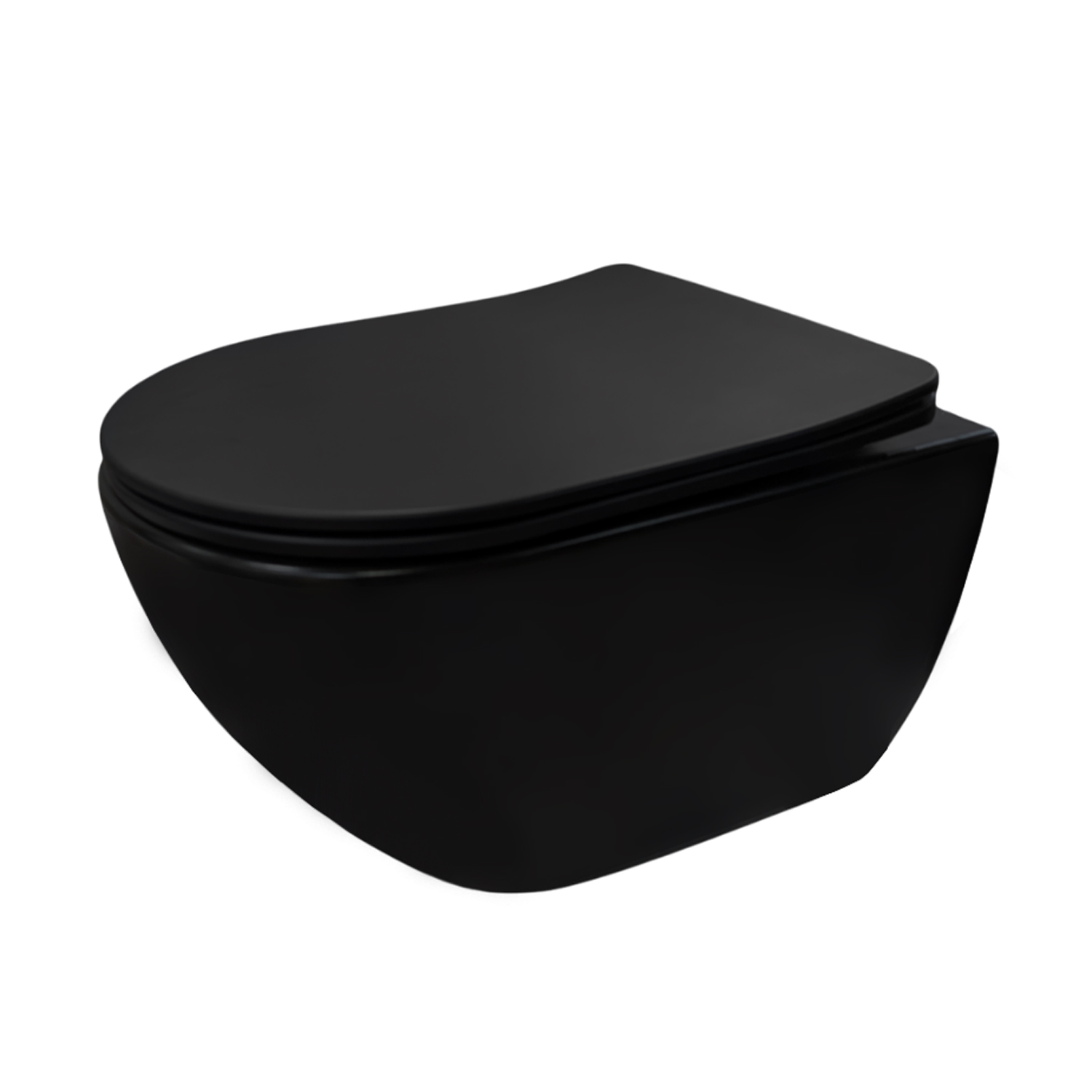 Унитаз Joki Stella XL T JK5751039MB подвесной, безободковый, смыв торнадо, с сиденьем микролифт, цвет черный матовый