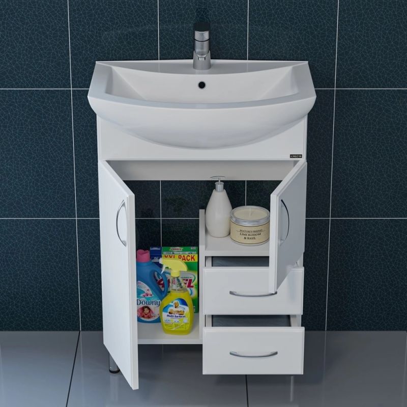 Тумба под раковину Санта Грация 60 напольная, с ящиками, цвет белый - фото 1