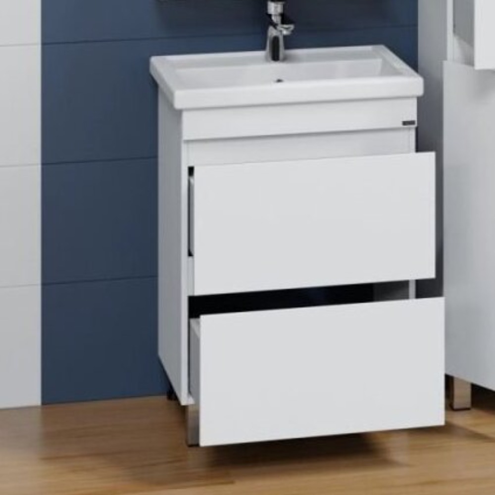 Тумба под раковину Санта Марс 60 напольная, с 2 ящиками, цвет белый - фото 1