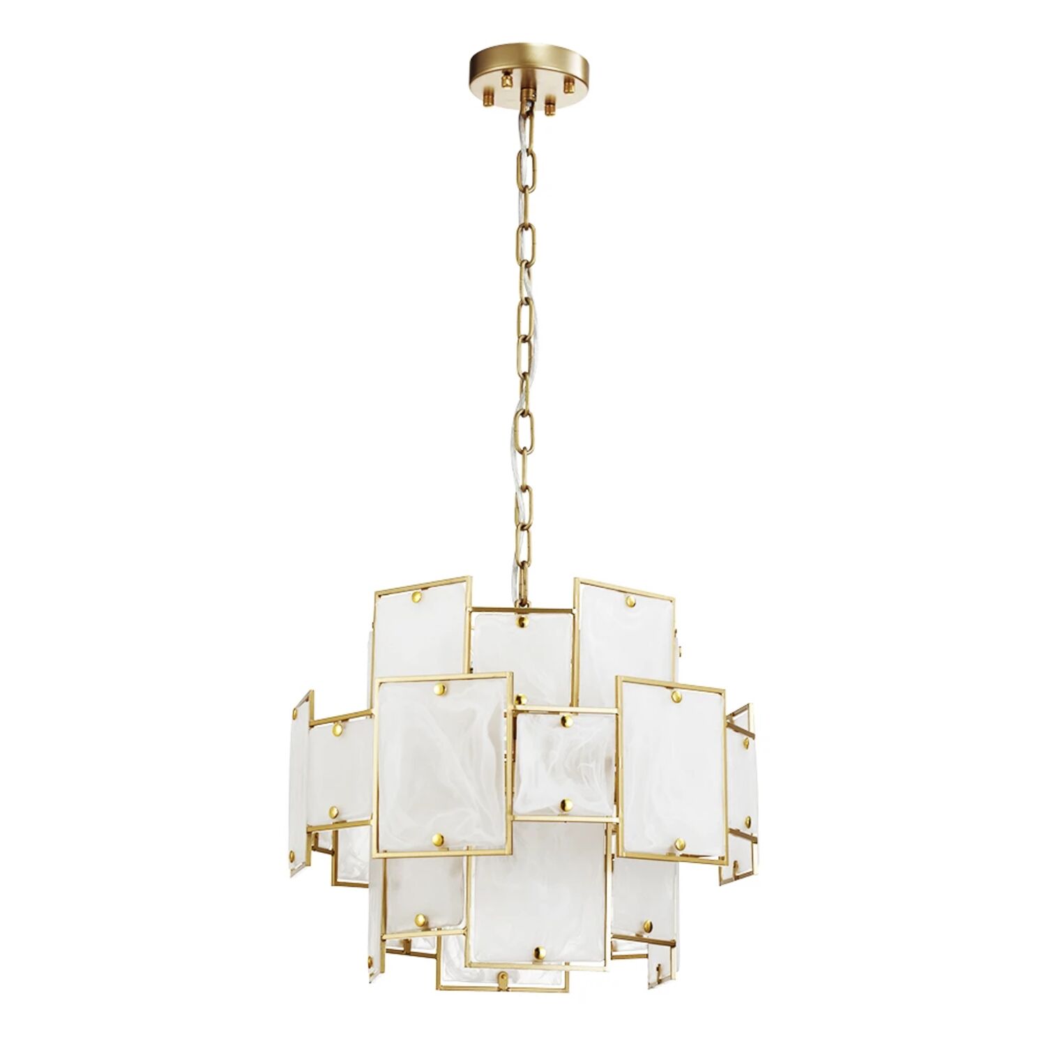 Подвесная люстра Arte Lamp Theemin A4068LM-7SG, арматура матовое золото, плафон стекло белое