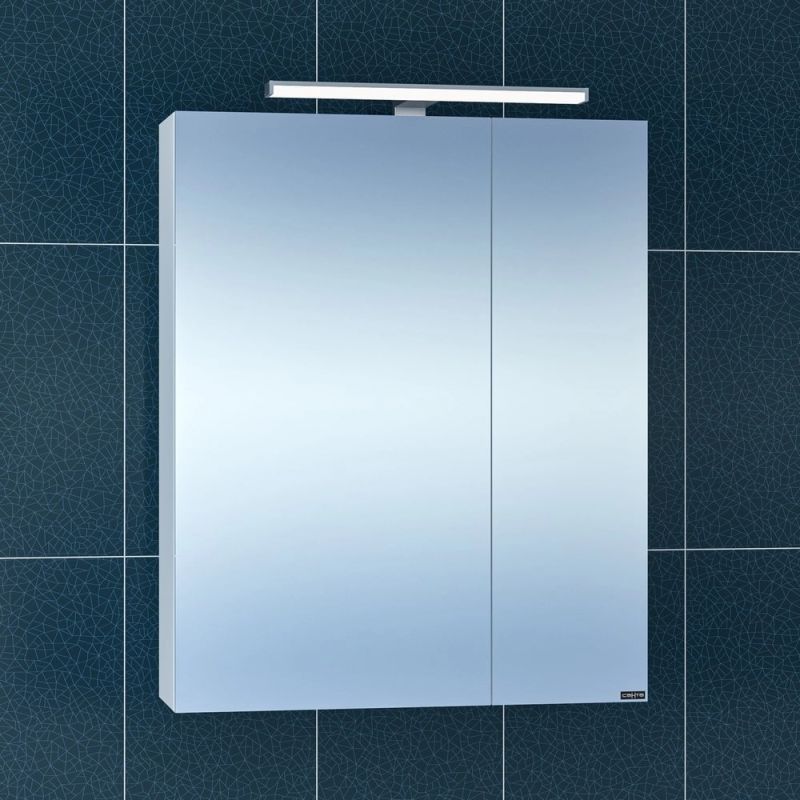 Шкаф-зеркало Санта Стандарт 60 с подсветкой, цвет белый