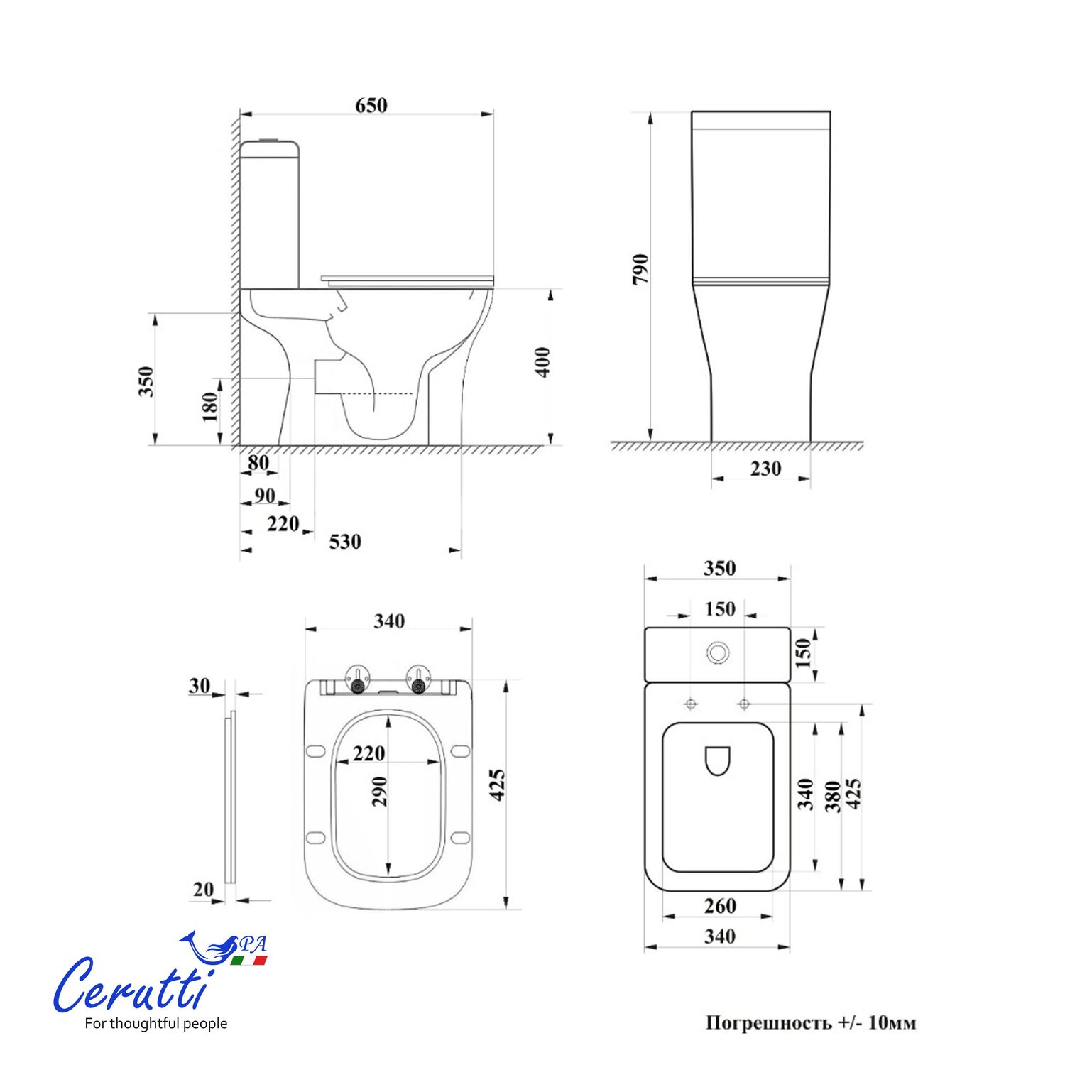 Унитазй Ceruttispa Vettore Tornado CT11134 напольный, безободковый, смыв Торнадо, с сиденоем микролифт, цвет белый глянцевый - фото 1