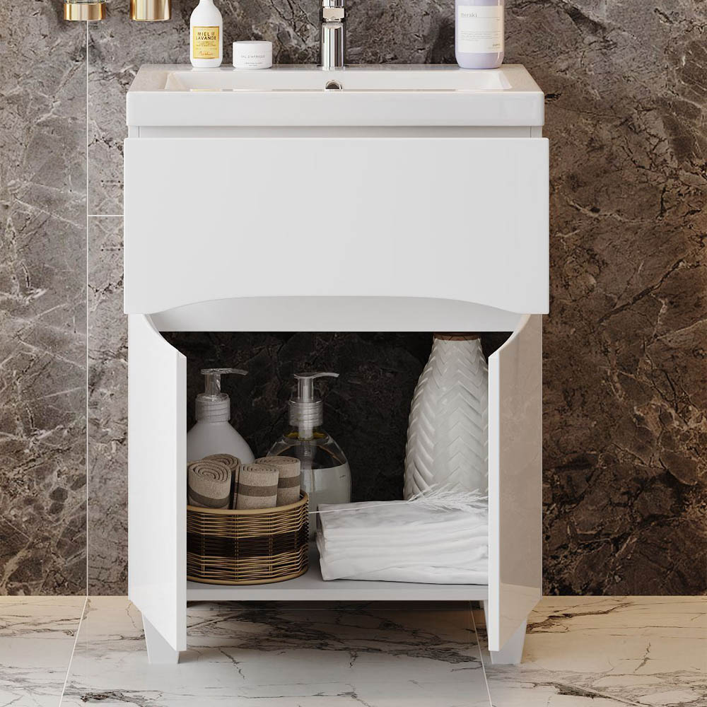Тумба под раковину Оника Стрим 60, напольная, цвет белый - фото 1