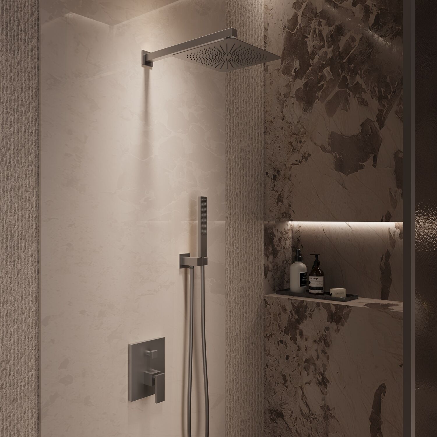 Душевой комплект Vincea Dice VSFW-2DS1GM, встраиваемый, цвет вороненая сталь - фото 1