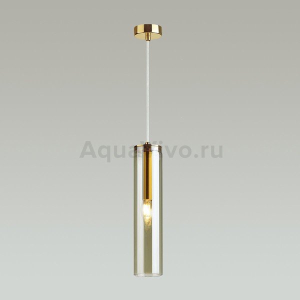 Подвесной светильник Odeon Light Klum 4693/1, арматура золото, плафон стекло янтарное, 8х150 см - фото 1