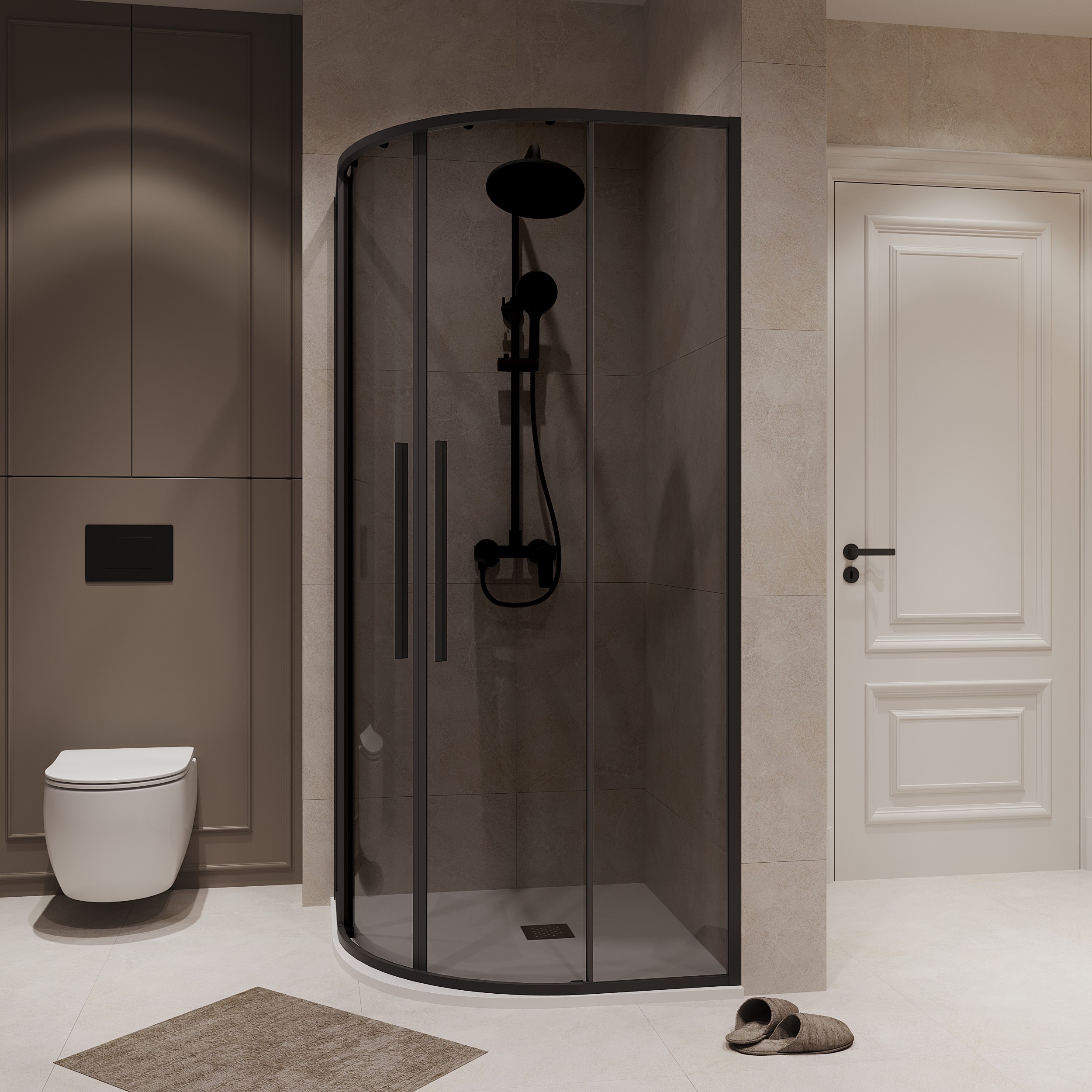 Душевой уголок Niagara Nova NG-2826-34 Black 90x90, стекло тонированное, профиль черный матовый - фото 1