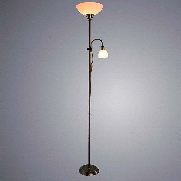 Торшер Arte Lamp Duetto A9569PN-2AB, арматура бронза, плафоны пластик белый, 30х30 см - фото 1