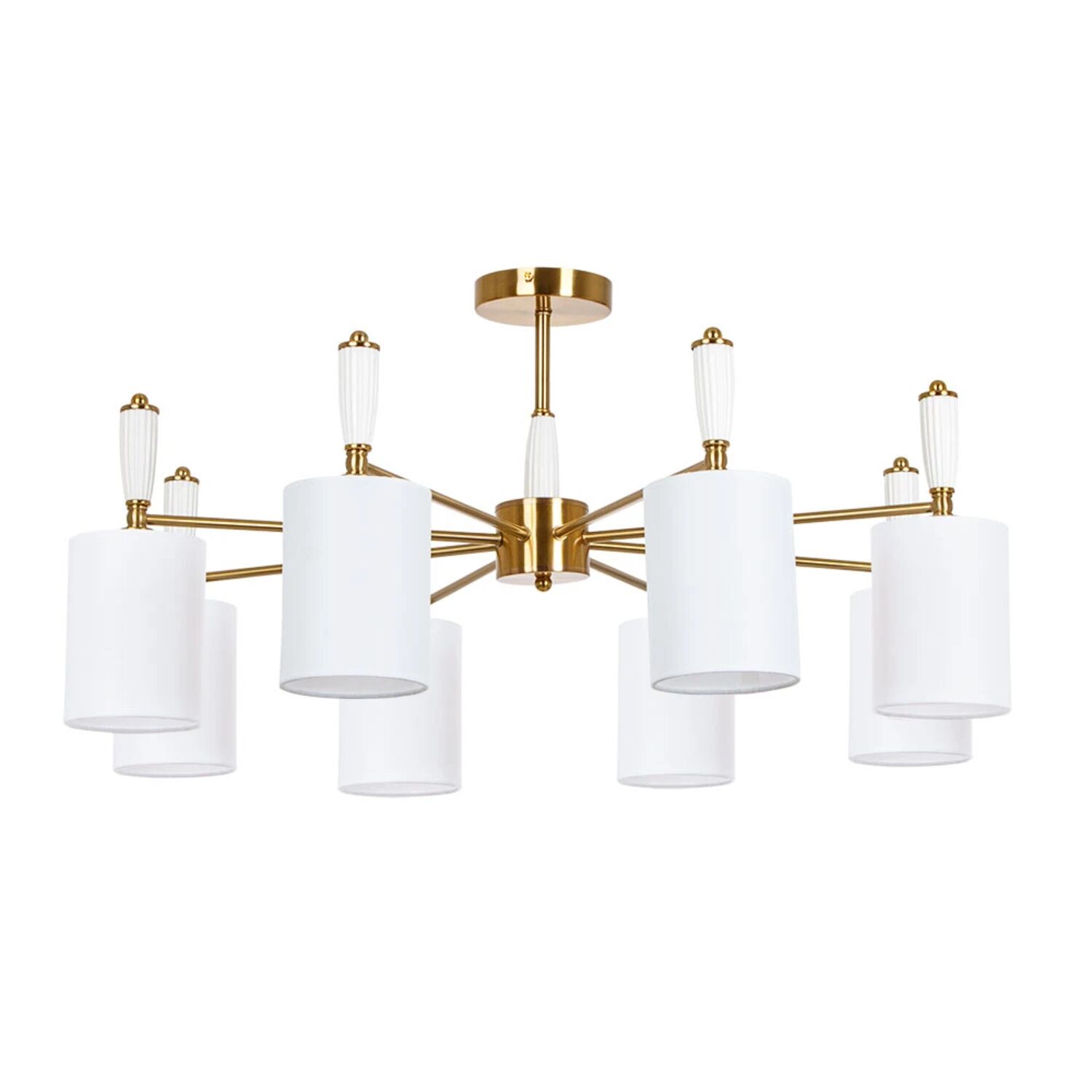 Подвесная люстра Arte Lamp Waverley A4102PL-8PB, арматура полированная медь, плафон ткань белая