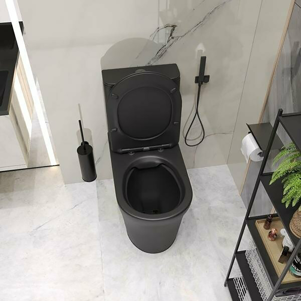 Унитаз CeruttiSPA Adige MB CT9244 напольный, безободковый, с сиденьем микролифт, цвет черный матовый - фото 1