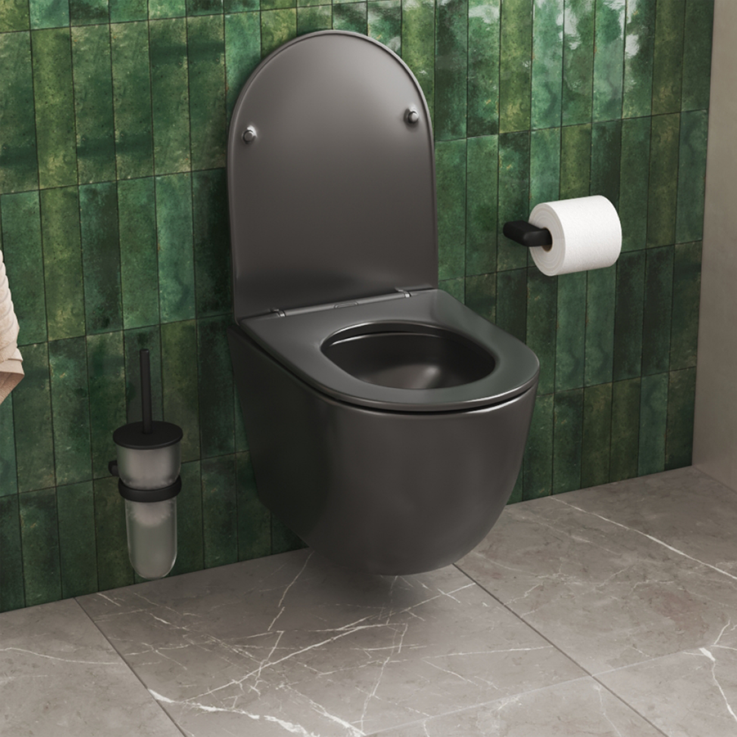 Комплект: Инсталляция AM.PM Pro I012704+Кнопка I049038 черная+JOKI Stella XL T JK5751039MB черный унитаз, смыв торнадо