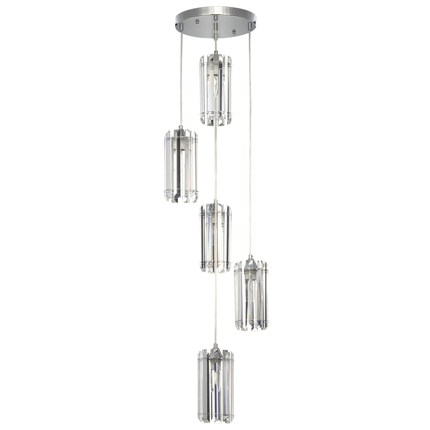 Подвесной светильник Citilux Джейн CL306051, арматура хром, плафоны металл / хрусталь прозрачный / хром