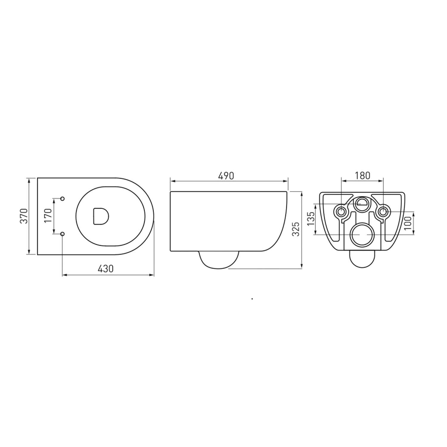 Комплект Berges 047215 подвесного унитаза Ego Rimless с сиденьем микролифт и инсталляции Novum 525 с черной кнопкой L5 SoftTouch