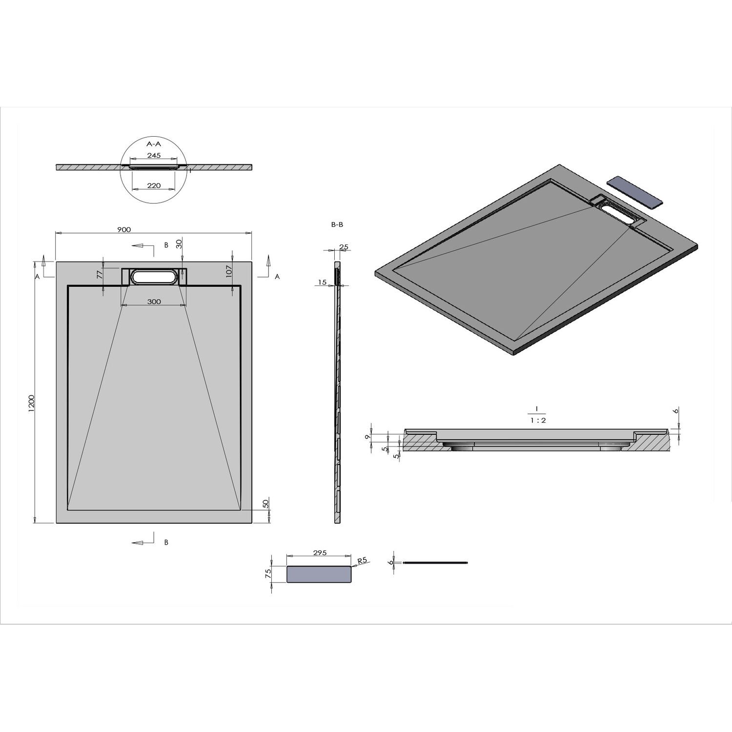 Поддон Vincea VST-4SRL 120x90, искусственный камень, цвет бежевый