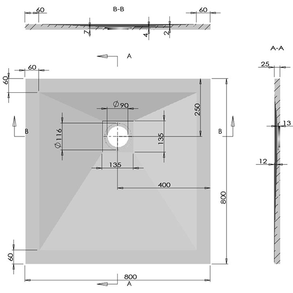 Поддон для душа Vincea VST-4SR 80x80, искусственный камень, цвет белый матовый