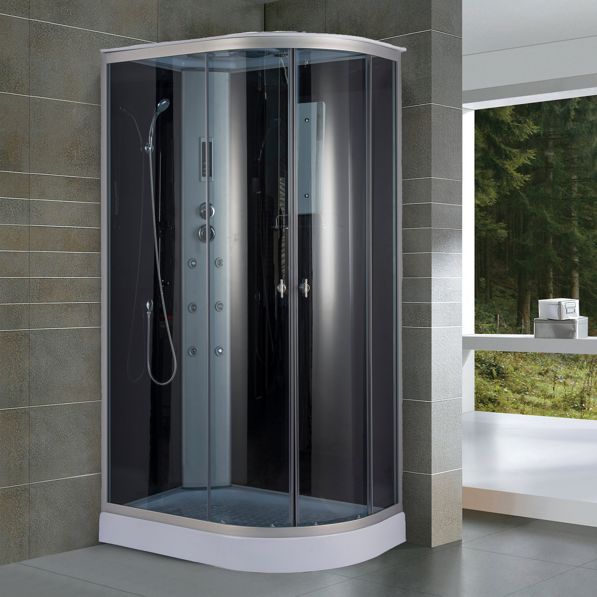 Душевая кабина Niagara Classic NG-3513-14 L 120х80, левая, стекло тонированное, профиль серебро, с крышей, с гидромассажем, с пультом управления