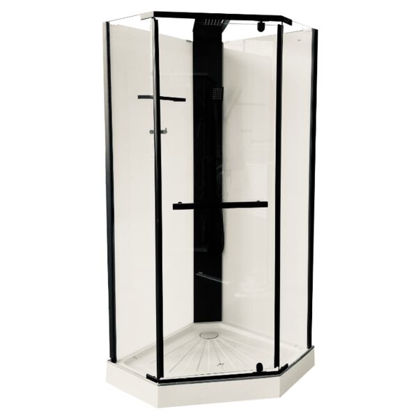 Душевая кабина CeruttiSPA Chika 901B 90x90, стекло прозрачное, профиль черный, без крыши