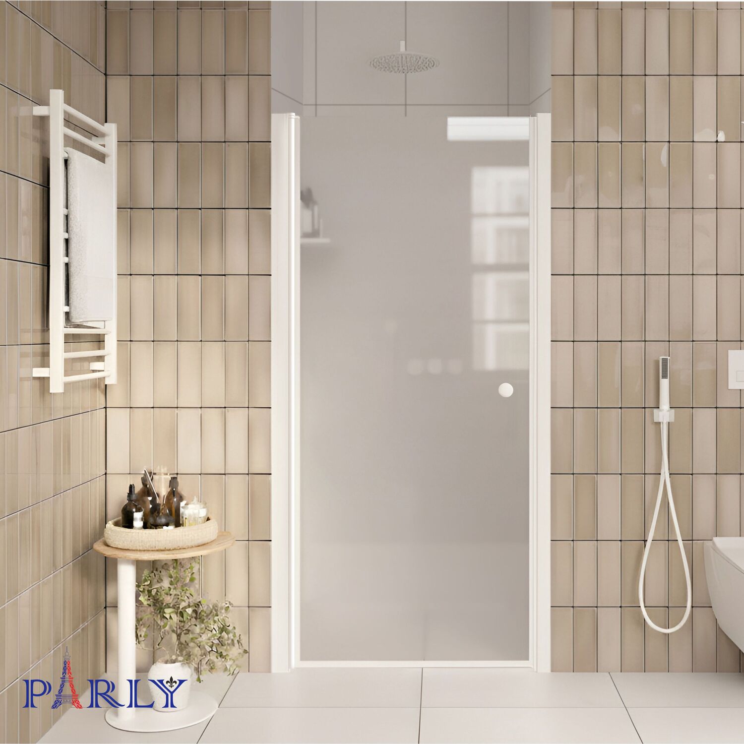 Душевая дверь Parly DE90F 90x185, стекло матовое, профиль белый
