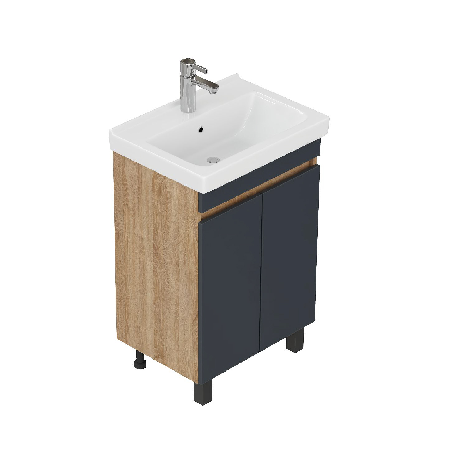 Тумба под раковину Оника Милтон Квадро 55, напольная, цвет серый / дуб сонома - фото 1