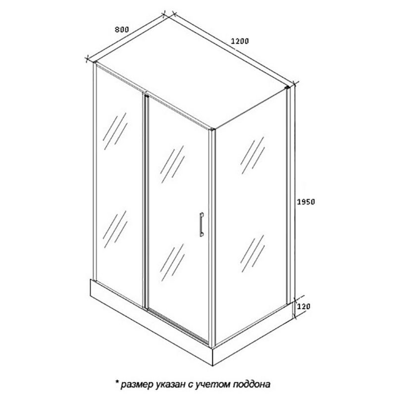 Душевой уголок CeruttiSPA Gloria 120B 120x80, стекло прозрачное, профиль черный матовый - фото 1