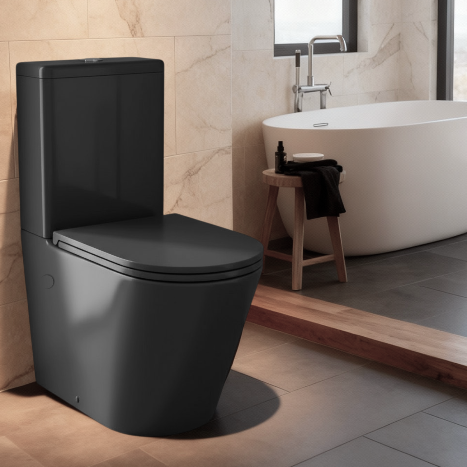 Унитаз напольный Joki Herba T JK0822035MB напольный, безободковый, смыв Торнадо, с сиденьем микролифт, цвет черный