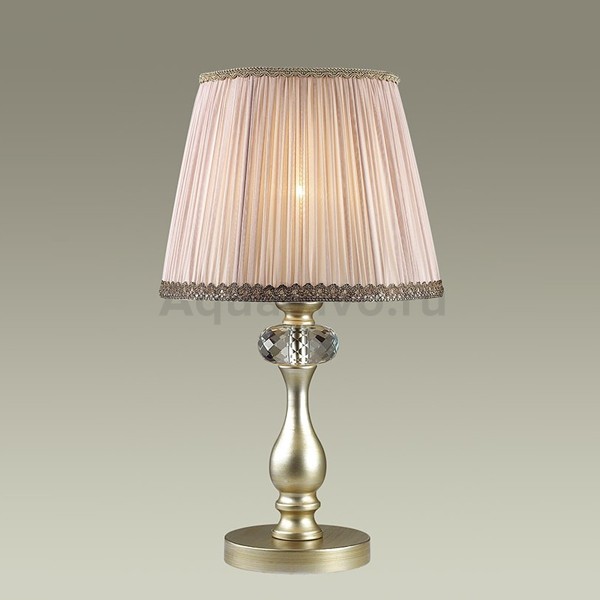 Настольная лампа Odeon Light Aurelia 3390/1T, арматура серебристо-золотистая, плафон ткань пудра, 28х49 см - фото 1