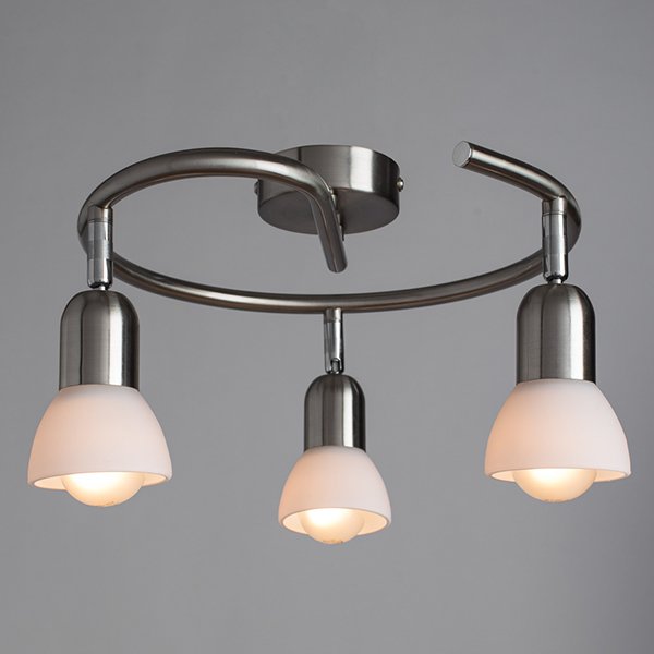 Спот Arte Lamp Falena A3115PL-3SS, арматура серебро, плафоны стекло белое, 30х30 см