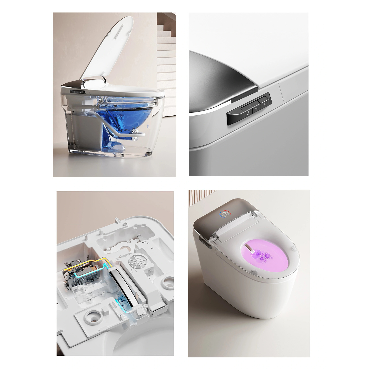 Унитаз CeruttiSPA Ersilia Smart CT10616 приставной, с импульсным смывом, с сиденьем микролифт, цвет белый - фото 1