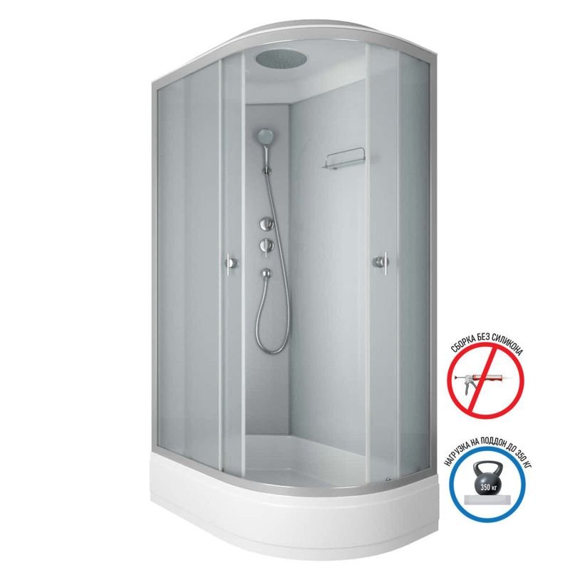 Душевая кабина Niagara Eco NG-3324-14 L 120х80, левая, стекло матовое, профиль серебро, с крышей - фото 1