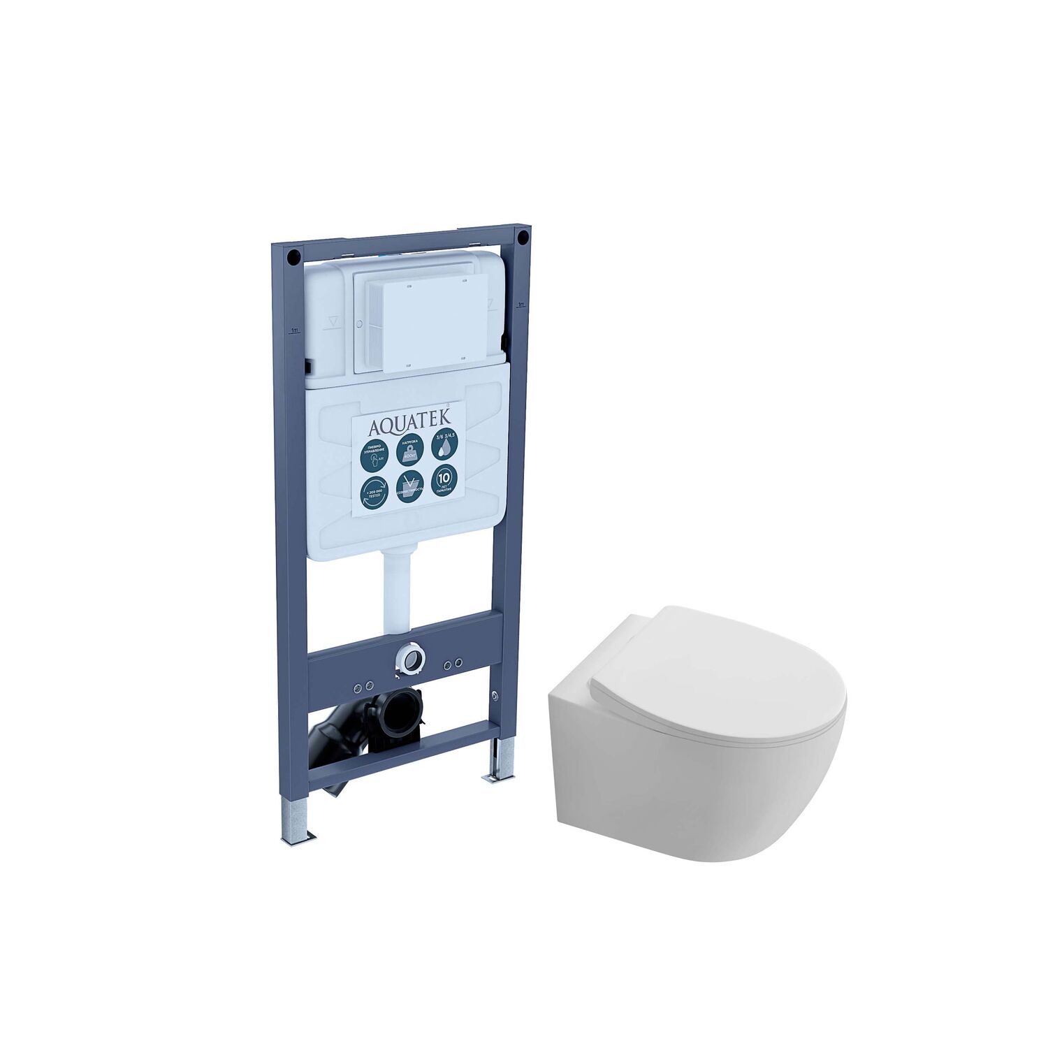 Комплект Акватек Сириус INS P 01: Инсталляция Pneumo S50 INSP-0000001 + Унитаз Сириус AQ1582T-00 белый