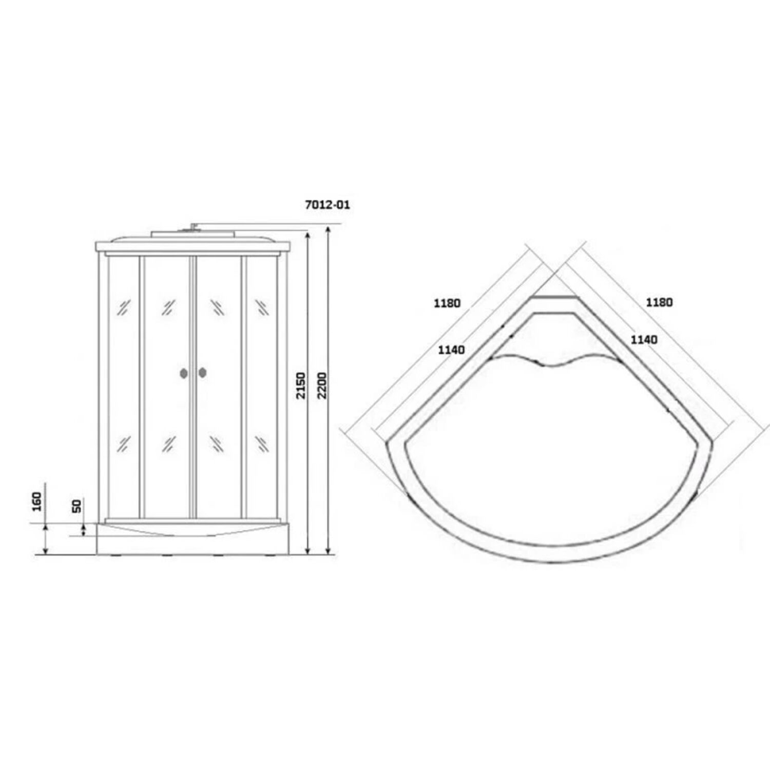 Душевая кабина Niagara Ultra NG-7012-01 120х120, стекло полосатое, профиль белый, с крышей, с гидромассажем, с пультом управления - фото 1