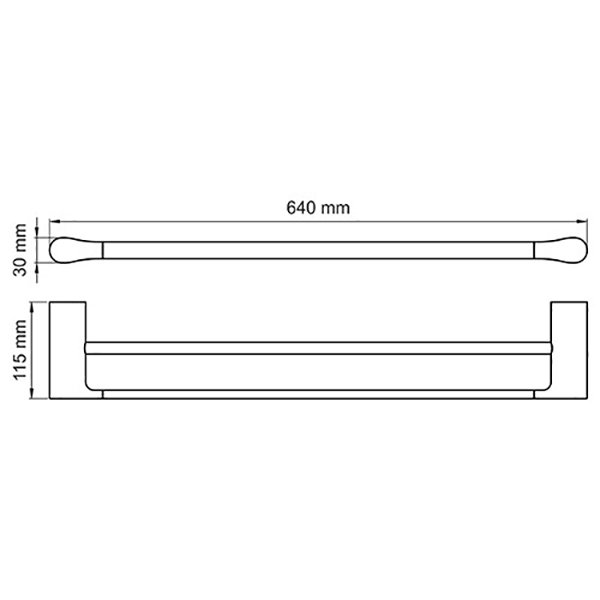 Полотенцедержатель WasserKRAFT Glan K-5140, двойной, 64 см, цвет черный глянец