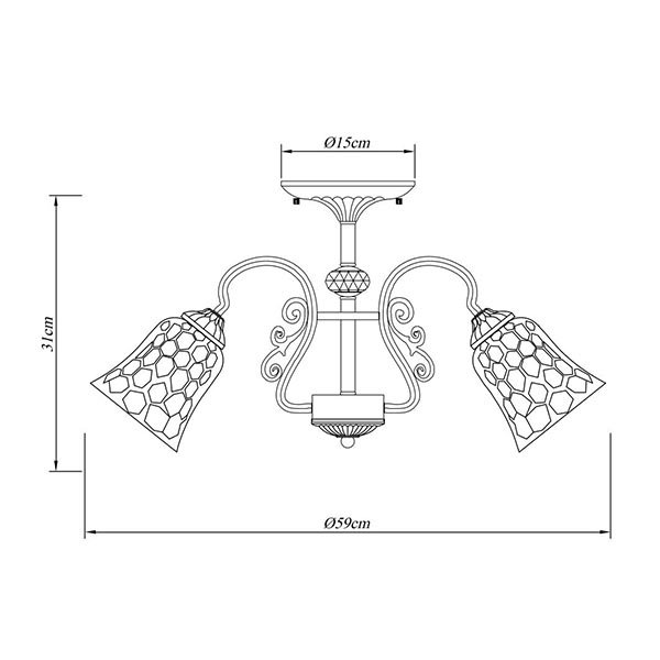 Потолочная люстра Arte Lamp Nicole A2702PL-3AB, арматура бронза, плафоны стекло бежевое, 59х59 см - фото 1