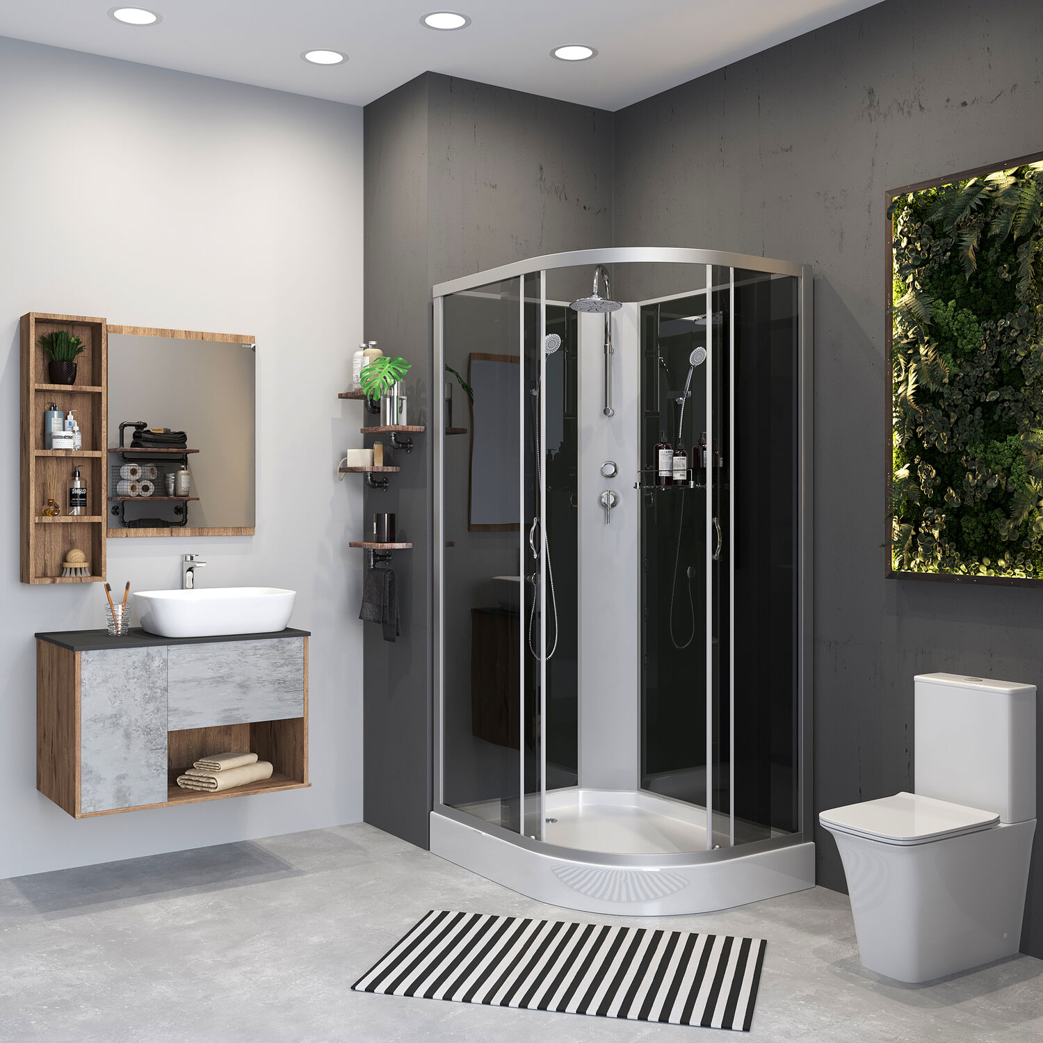 Душевая кабина Niagara Classic NG-3512-14LBKT 120х80, левая, стекло тонированное, профиль серебро, без крыши 