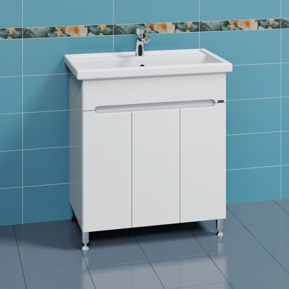 Тумба Санта Лондон 80 под раковину Фостер, напольная, с дверцами, цвет белый