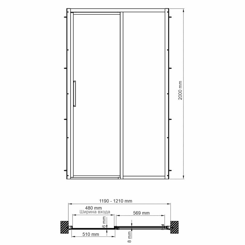 Душевая дверь WasserKRAFT Lopau WasserSchutz 32S05 R 120x200, правая, стекло прозрачное, профиль серебристый - фото 1