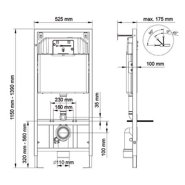 Комплект Berges 043224 унитаза Floe Rimless с сиденьем микролифт и инсталляции Novum 525 с черной кнопкой F5 SoftTouch