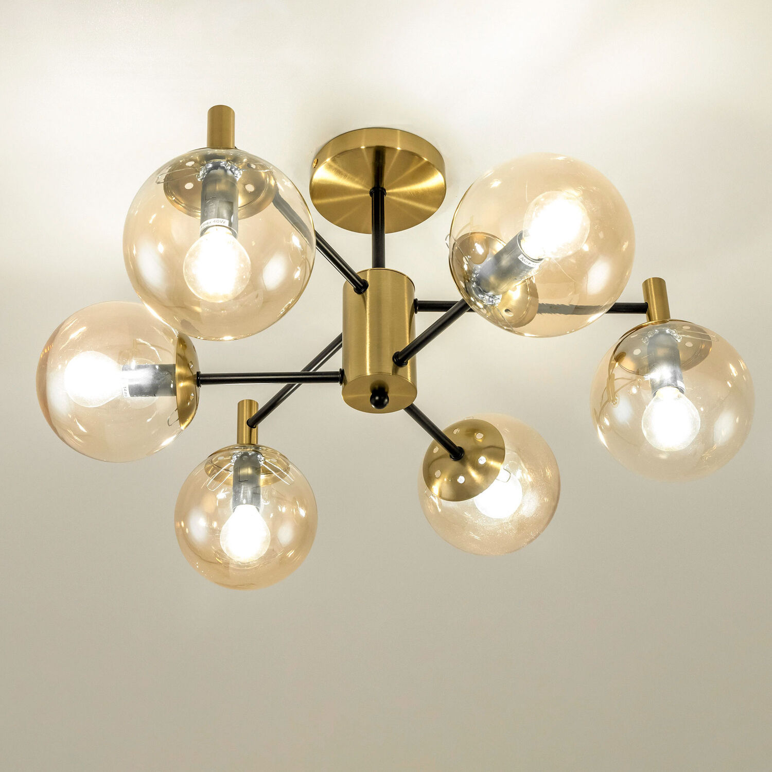 Потолочная люстра Citilux Шарлиз CL143163, арматура черная / бронза, плафоны стекло прозрачное - фото 1