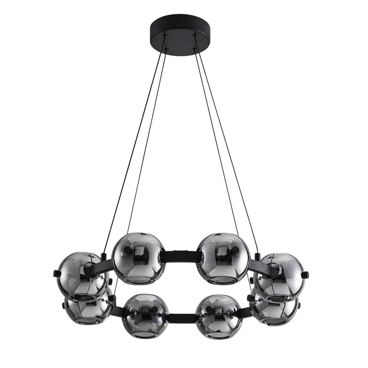 Подвесная люстра Arte Lamp Markab A2471LM-16BK, арматура черный, плафон стекло дымчатое